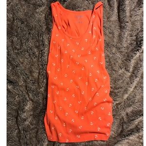 Coral with Anchor Print Maternity Tank with